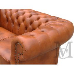 Sofa Tudor Chesterfield 2-osobowa 100% skóra naturalna