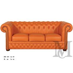 Sofa Tudor Chesterfield 3-osobowa 100% skóra naturalna