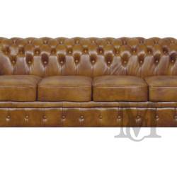 Sofa Chesterfield Windchester 4-osobowa 100% skóra naturalna, pikowana Sofa